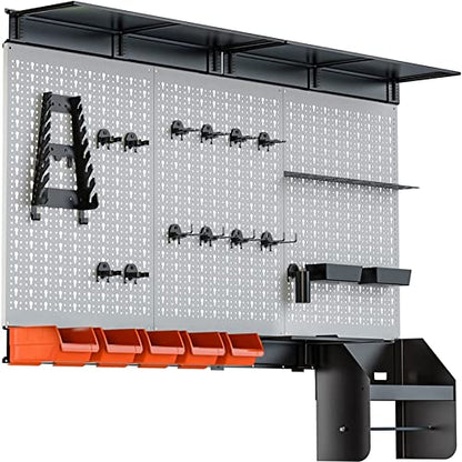 TORACK Pegboard Wall Organizer Kit 48x24 in, Garage Metal Tool Pegboard - color: Grey
