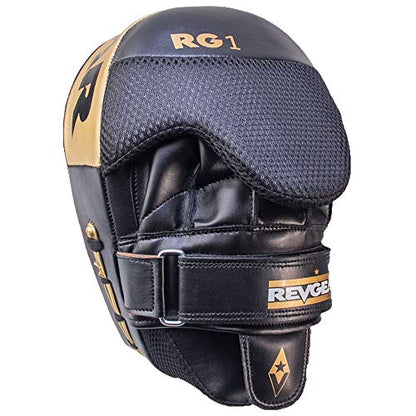 Revgear Boxing Pads Gel Focus - Boxing Mitts, Boxing Training Pads, Adjustable Hook and Loop Closure, Durable Synthetic Leather, Anti Shock Gel - Pair