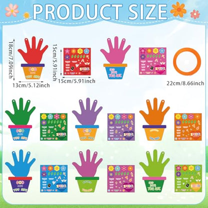 Frienda 48 Set Religious Bible Craft Kit for Kids Religious Flower Handprint Art Craft God Says You are Bible Prayer Sticker Ornament VBS Church Activity Gift for Sunday School Teacher Day - style: Handprint Religious Flower