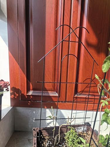 24" Metal Garden Trellis for Climbing Plants, 4 Pack Plant Trellis for Potted Plants, Indoor Outdoor Black Trellis for Vines, Flowers, House Plants, 10" Wide - size: 24 inch