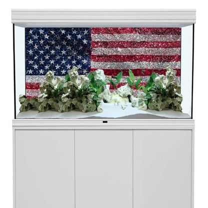 AWERT Vinyl 60x24 inches American Flag Aquarium Background Fish Tank Background Stars and Stripes Terrarium Background - size: 60x24in/150x60cm
