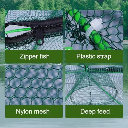 The Magic Foldable Fishing Trap, Folding Fishing Net，2024 Upgrade Auto-Foldable Strengthened Fishing Trap Net, Minnow Traps for Bait Fish，Fish Traps，Crawfish Trap，Minnow Trap