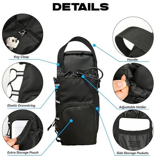 JACZZO Magnetic Gym Bag, Magnetic Water Bottle Holder & Small Gym Bag, Gym Gifts for Women and Men (Black, <40 OZ) - color: Black, size: M
