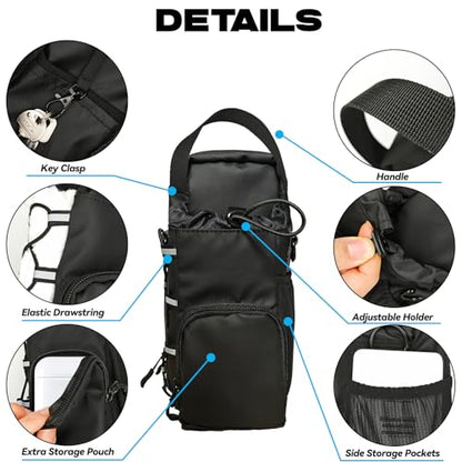 JACZZO Magnetic Gym Bag, Magnetic Water Bottle Holder & Small Gym Bag, Gym Gifts for Women and Men (Black, <40 OZ) - color: Black, size: M