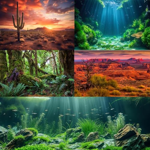 Underwater Aquarium Background Undersea Roman Building with Plants Around Seabed Fish Tank Background Underwater Building Stone with Moss Terrarium Background Undersea Aquarium Backdrop 24x12in - color: Ocean Green, size: 24(W)x12(H)in