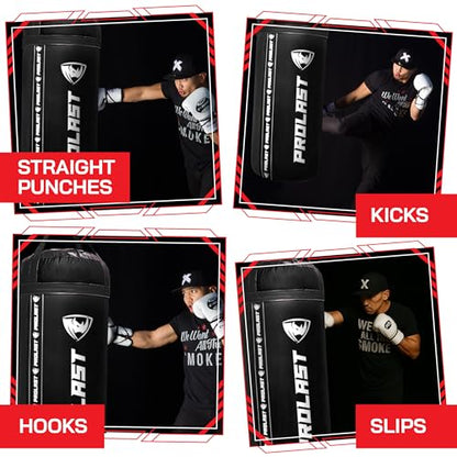 4Ft XL 135Lb Heavy Punching Kicking Bag for Adults, Boxing, MMA, Martial Arts, Muay Thai, Strength Training Equipment - color: Black / Black, size: Unfilled