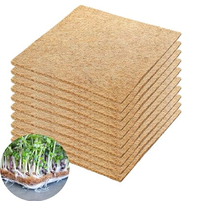 10 Pack Jute Grow Mat for Microgreens, 12" X 12" Hydroponic Grow Pads for Growing Tray Sprouting Trays Jute Fiber Seed Starter Planting for Wheatgrass Sprouts Starter Tray，Micro Greens & Wheatgrass - size: Medium
