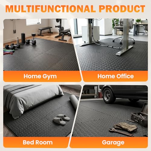 18 Tiles EVA Puzzle Exercise Floor Mats Set, Interlocking Foam Gym Tiles