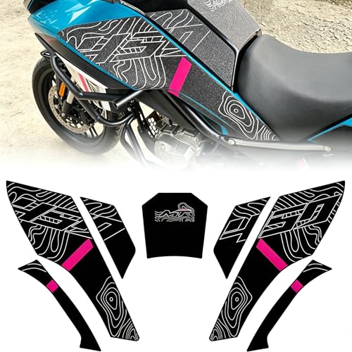 Red Motorcycle Fuel Tank Protector Gas Tank Stickers Decals Compatible with CFMOTO Ibex 450 2025 2026, Enhanced Friction,Anti Scratch,Waterproof,CFMOTO Ibex 450 Accessories - color: Red