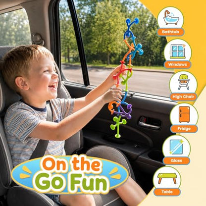 OleOletOy Suction Fidget Toys for Kids: 21 Pack Stretchy Suction Cup Sensory Toys - Bulk Fidgets for Kids Autism ADHD Classroom Prizes Party Favors - Travel Toys for Car Windows Road Trips - style: 21pcs