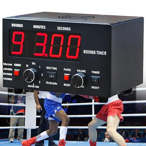 Classic Boxing Interval Timer, Digital Timer Gym with Led Display, 1-12 Challenge Rounds and Adjustable Buzzer, 30s-10min Workout and 0/30/60s Rest Time, for Gym Home Garages Workout Outdoor,Red - color: Red