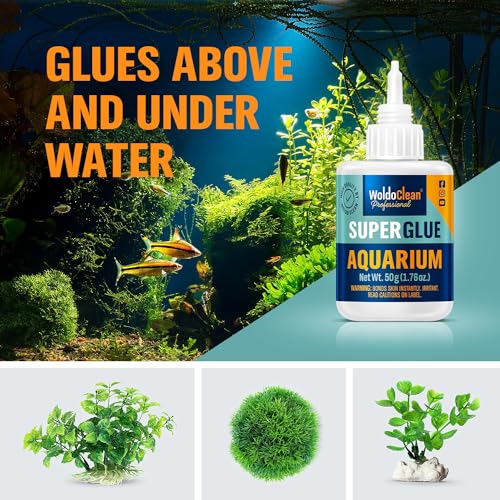 WoldoClean Aquarium Super Glue 50g - Plant Glue for Aquascaping, Live Plants, Moss, Rocks & Driftwood - Fish Tank Safe, Clear Drying & Waterproof, Freshwater & Saltwater Reef