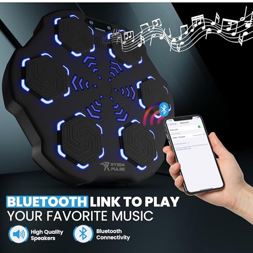 2025 Smart Music Boxing Machine Kit with Resistance Bands, Premium Gloves, & Carry Bag - Wall-Mounted Bluetooth Boxing Trainer for Cardio, Strength, & Full-Body Fitness - Home, Office, Gym Use