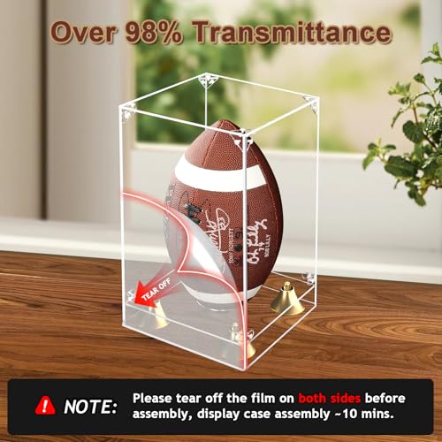 KOLIPI Football Display Case, Clear Acrylic Box 8x8x12.5 in - size: 8x8x12.5 inches