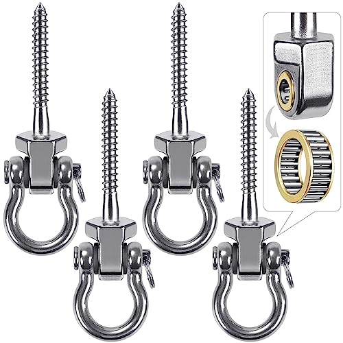 Heavy Duty Swing Hangers with Bearings - Set of 4 Stainless Steel 304 Screw Brackets for Hanging Chairs, Swings, Hammocks, Punching Bag - Indoor & Outdoor Use - 1500LB Capacity | Climbing Frame Wooden Beam,Stainless Steel,Ball Bearing,Hanging Chair Punchi