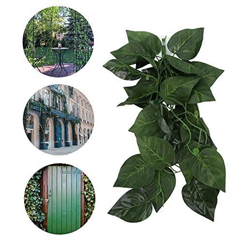 Pssopp Lifelike Plant Decorative Hanging Silk Terrarium Plant with Suction Cup for Reptile Rainforest Box Aquarium Landscape(NFF‑82)