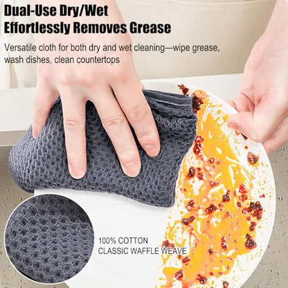 2 Pack 10 x 10 Inches Premium Microfiber Waffle Weave Kitchen Dish Cloths,Ultra Soft Absorbent Quick Drying Dish Towels,Dish Rags for Drying Dishes & Daily Kitchen Use,Gray - color: Dark Gray