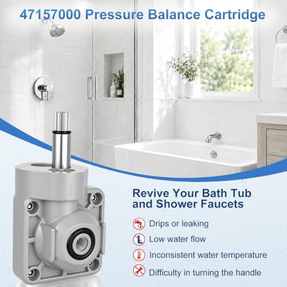 47157000 Shower Cartridge Compatible with Grohe Shower Valve, Tiief Cartridge with 47158000 Non-return Valves, Pressure Balance Cartridge Replacement Compatible with Grohe Tub and Shower Valve