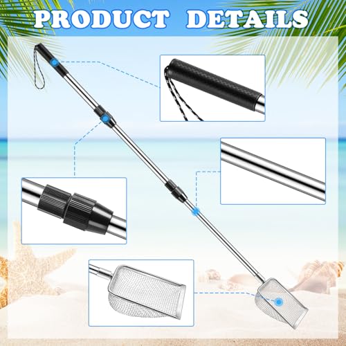 New Upgraded 2 Pcs Shark Tooth Sifter, Beach Sand Sifter, Sand Scoop Shell Scooper for Beach Scoop Shovel Sifter Tool for Picking Up Shells, Shark Tooth Sifter Dipper - color: Silver