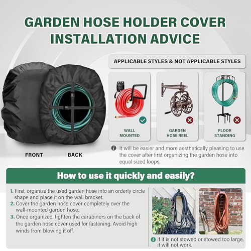 Wall-Mounted Hose Holder Cover - Fits Standard 5/8" Hoses (0-75 ft), Extends Hose & Hook Lifespan - Weatherproof Protection Against Rain, Sun & Snow - Black Cover Only - color: Black - Wall-Mounted Hose Holder Cover, size: 0-75FT