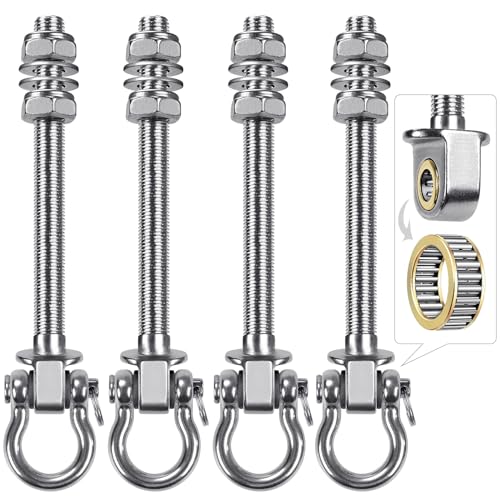 Heavy Duty Swing Hangers with Bearings - Set of 4 Stainless Steel 304 Hardware for Wood & Metal Beams - Ideal for Hanging Hammocks, Yoga Swings, Porch Swing - 1500LB Capacity - 7" x M2/5" - color: 4 pack - 7"