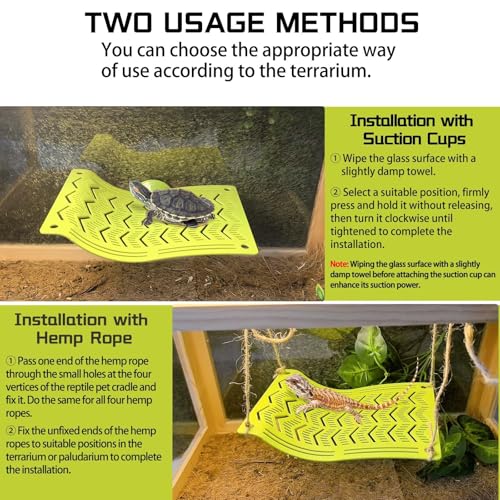 2PCS Bearded Dragon Hammock,Turtle Basking Platform with Suction Cups,Lizard Lounger with Frog Tank Leaf Decorations,Reptile Hammocks Climbing Accessories for Snakes,Crested Gecko,Amphibian