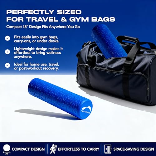 MELT Method 18 Inch Travel Soft Foam Roller- Half the Length of The MELT Full Body Roller | Portable Travel Size, Cross-Linked Memory Foam, Latex-Free, Myofascial Release, Lower Back, Hips, Neck, Shoulders