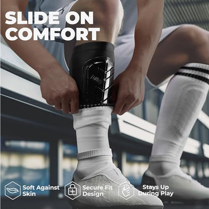 Tough Outdoors Padded Shin Guard Sleeves - Thick Long-Lasting EVA Foam Padding - Comfortable and Breathable Protection - Adults Youth & Kids for Soccer and Other Contact Sports - size: Large