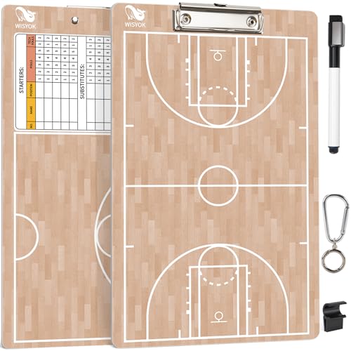 WISYOK Basketball Coaching Clipboard, Dry Erase | Double Sided, Ideal for Game Planning, Practice, Team Strategy, Coach Gifts, Timeout Tactics - style: Basketball