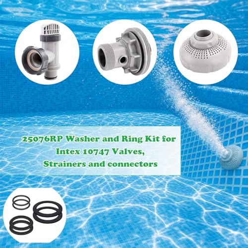 25076RP O-Ring Kit Rubber Washers for Pool Plunger Valves, Strainer Washer and Ring Kit for 1-1/2in Fittings Replacement Gasket(15 pcs) - 10745, 10262 and 10255 - size: 25076RP