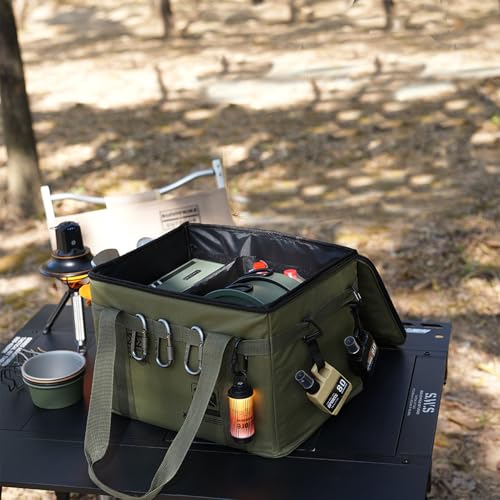 Tactical Camping Storage Bag 30L,Utility Tote Bag Camping Kitchen Organizer, Camping Stove, Pot Soft Gear Box, Heavy-Duty Canvas, 380x280x260mm