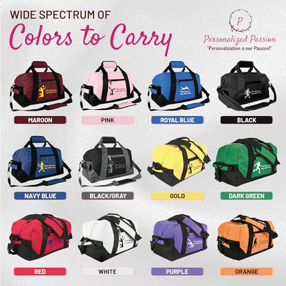 Personalized Passion Small Sports Duffel Bags for Kids - Custom 14” Waterproof Travel Duffle with Name & Boxing Design - Black Two-Toned Kids Weekender Bag for Boys and Girls - color: Black, style: Boxing