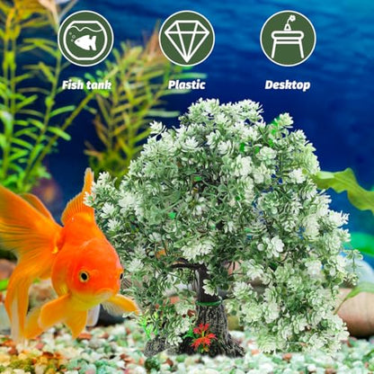 10 Inch Artificial Aquarium Tree Resin Fish Tank Decor Plastic Water Plant for Home Fish Tank Landscape Decoration