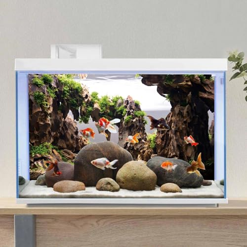 AWERT 48x20 inches Viewing Stone Fish Tank Background Aquatic Plant River Bed & Lake Aquarium Background Seaweed Aquarium Vinyl Background - size: 48x20in/120x50cm