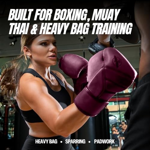 Hayabusa T3 LX Leather Boxing Gloves - color: Wine, size: 12oz