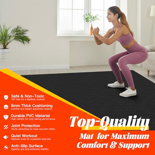 VTORY Extra Thick Large Exercise Mat, 8mm PVC Large Workout Mat 7x5/6x4 - size: 7'x5'x8mm Standard