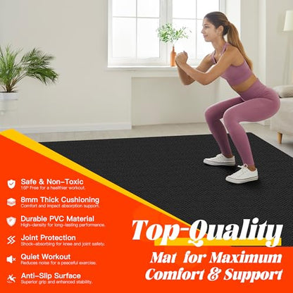 VTORY Extra Thick Large Exercise Mat, 8mm PVC Large Workout Mat 7x5/6x4 - size: 7'x5'x8mm Standard