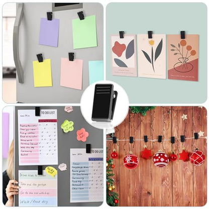 50 Pcs Self Adhesive Clips,Wall Clips for Hanging,Sticky Tapestry Clip Photo Picture Poster Plastic Spring Clip Hanging for Paper Tapestry Hangers Home and Office Christmas Decor(Black)