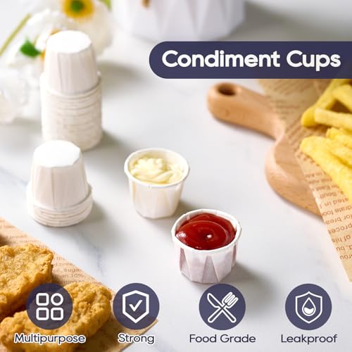 LITOPAK 500 Pack 0.75 oz Disposable Paper Souffle Medicine Cups, 3/4 oz Sample Cups for Tasting Pills, Food Dessert Services, and Condiments - style: White-0.75oz-500
