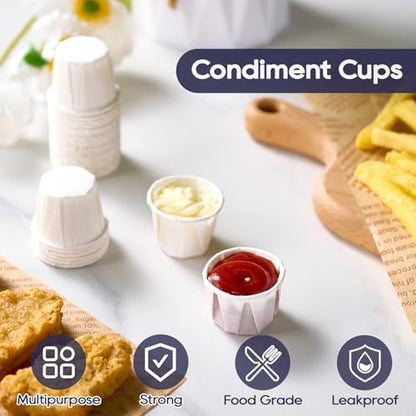 LITOPAK 500 Pack 0.75 oz Disposable Paper Souffle Medicine Cups, 3/4 oz Sample Cups for Tasting Pills, Food Dessert Services, and Condiments - style: White-0.75oz-500