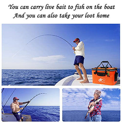Grneric Fishing Bucket, 6Gallon/8Gallon/10Gallon Foldable Fish Bucket,Live Fish Container Multi-Functional Live Fish Bait Bucket,Outdoor Camping EVA Fishing Bag and Fish Protection Bucket - color: 30l/8gallon(orange)