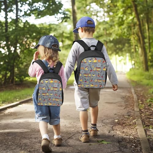 Construction Vehicles Cartoon Toddler Backpack Waterproof Mini Backpack Boys/Girls Cute Small Backpack Kindergarten Pre School Bags 13 Inch - color: Construction Vehicles Cartoon, size: Medium