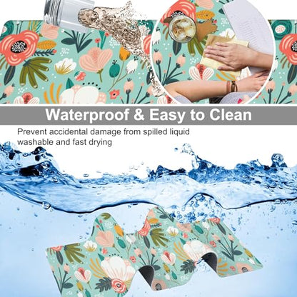 Colorful Flowers and Berries Desk Mat,Large Beautiful Floral Branches Gaming Keyboard Mouse Pad,Non-Slip Rubber Base Desk Pad Thick Stitched Edges Waterproof Mousepad Mouse Mat 31.5"x11.8" - color: Colorful Flowers and Berries