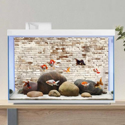 AWERT 36x24 inches Brick wall Aquarium Background Vintage Stone Brick Fish Tank Background Polyester Terrarium Background