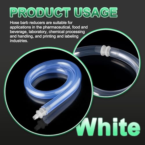 PATIKIL Hose Barb Reducer, 3 Pcs 5/8" to 1/2" Hose ID Connectors Joint Plastic Pipe Fitting Splicer Mender Union Adapter for Air Water Fuel Gas Aquarium, White