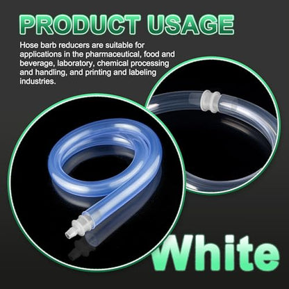 PATIKIL Hose Barb Reducer, 3 Pcs 5/8" to 1/2" Hose ID Connectors Joint Plastic Pipe Fitting Splicer Mender Union Adapter for Air Water Fuel Gas Aquarium, White