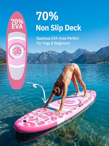 Niphean 10' Inflatable Paddle Board, Ultra-Light SUP for Beginners - color: Pink