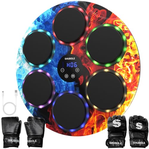 Music Boxing Machine for Kids & Adults - Wall Punching Pad with Lighting, 9-Speed Bluetooth Boxing Game with Gloves, Wall Mounted Exercise Equipment, 2026 Upgrade Boxing Equipment for Kids Age 6+ - color: Ice-Fire