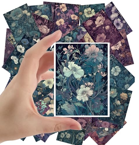 Large Stickers Pack 24 pcs ~ Midnight Florals: A Nocturnal Blossom Collection - Enigmatic Flowers Bathed in Moonlight and Shadow for a Mystical Stickers Series - color: Fourtyfive