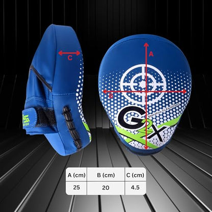 PSS Boxing Focus Pads - Hook & Jab Punch Mitts for MMA, Kickboxing, Karate, Muay Thai, and Taekwondo Training - Hand Target Strike Shield Punching Gloves Pad - color: Blue